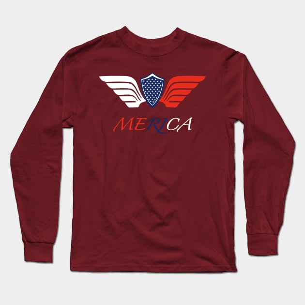 Patriotic American Eagle T-Shirt Long Sleeve T-Shirt by ABC Art